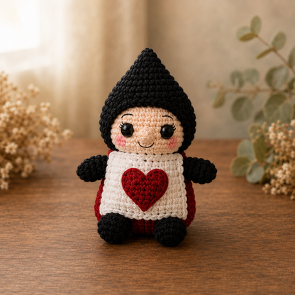 Handmade crochet Card Soldier amigurumi from Alice in Wonderland, playing-card guard plush toy