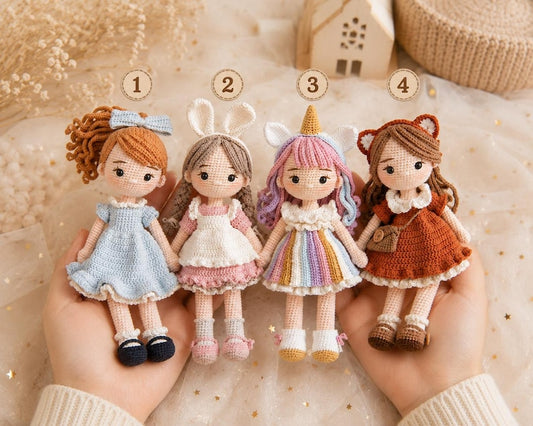 Handmade Crochet Autumn Girl Art Doll — Custom Amigurumi Plush, Nursery Decor & Toddler Gift
