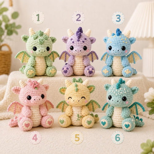 Handmade Crochet Baby Dragon — Amigurumi Fantasy Plush Toy, Nursery Decor & Toddler Gift