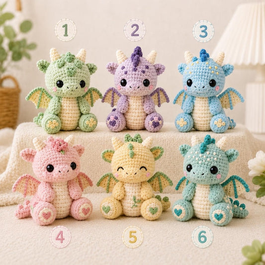 Handmade Crochet Baby Dragon — Amigurumi Fantasy Plush Toy, Nursery Decor & Toddler Gift